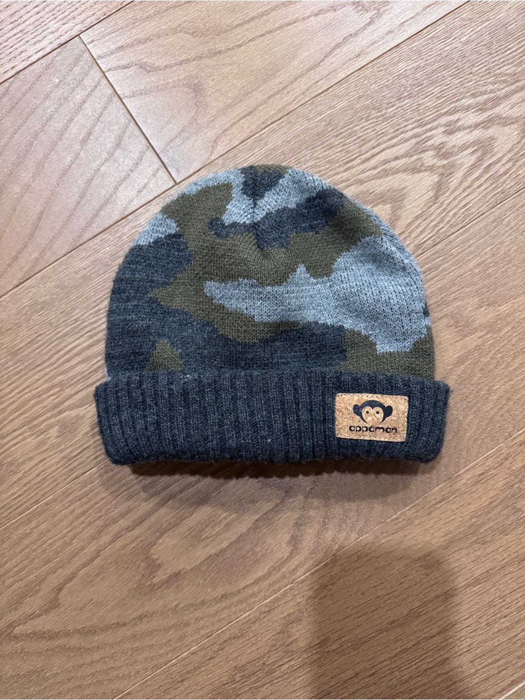 Appaman Baby Kids Camo Knit Beanie - Olive & Gray